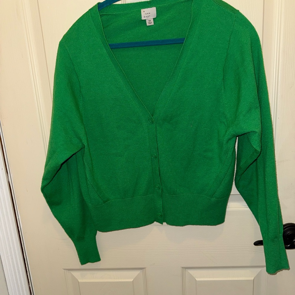 a new day Bright Green V-Neck Cardigan